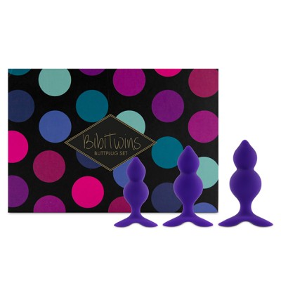 Set di 3 butt plug in silicone Bibi Twin colore viola