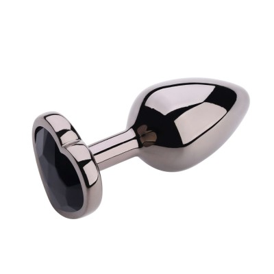 Heart Shape Anal Plug Black Metallic S Black