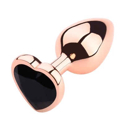 Heart Shape Anal Plug Gold Rose M Black