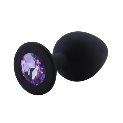 Rosebud Silicone Anal Plug Black - Light Violet M