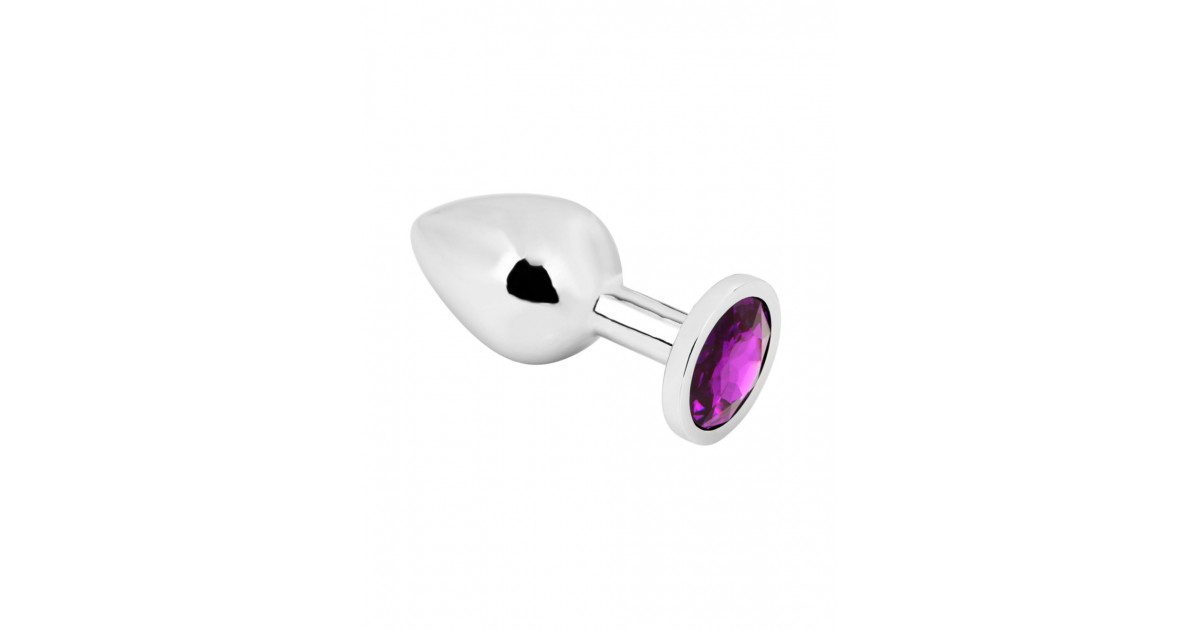 anal bijoux-PLUG ANALE in alluminio con brillantino rosebud medium silver viola 8 CM-LaChatte.it